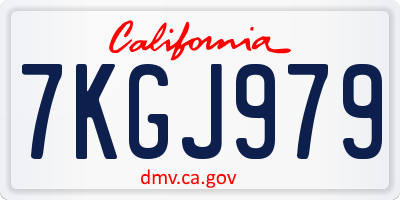 CA license plate 7KGJ979