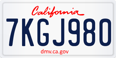 CA license plate 7KGJ980