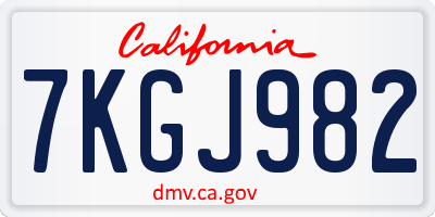 CA license plate 7KGJ982