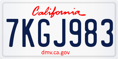 CA license plate 7KGJ983