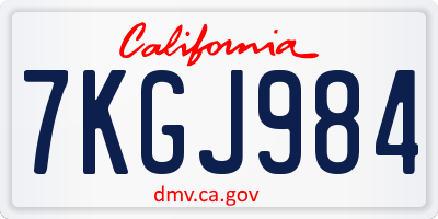 CA license plate 7KGJ984