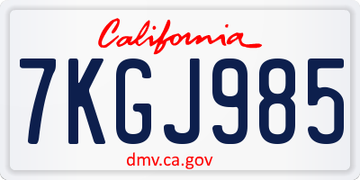 CA license plate 7KGJ985