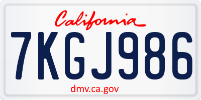 CA license plate 7KGJ986