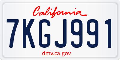CA license plate 7KGJ991