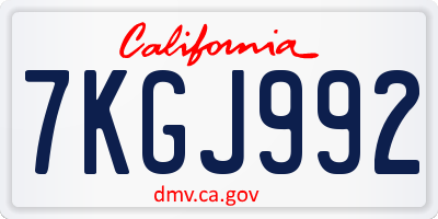 CA license plate 7KGJ992