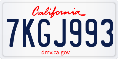 CA license plate 7KGJ993
