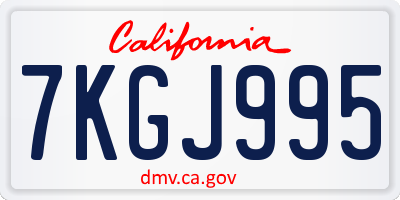 CA license plate 7KGJ995