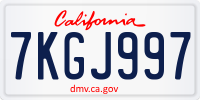 CA license plate 7KGJ997