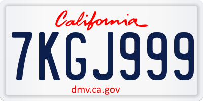 CA license plate 7KGJ999