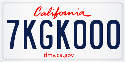 CA license plate 7KGK000