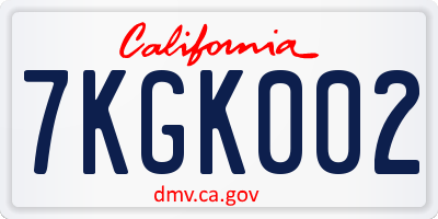 CA license plate 7KGK002