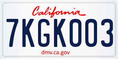 CA license plate 7KGK003