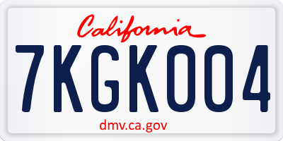 CA license plate 7KGK004