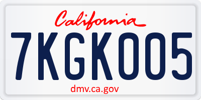 CA license plate 7KGK005