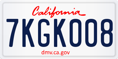 CA license plate 7KGK008