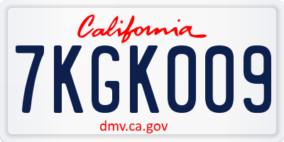 CA license plate 7KGK009