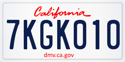 CA license plate 7KGK010