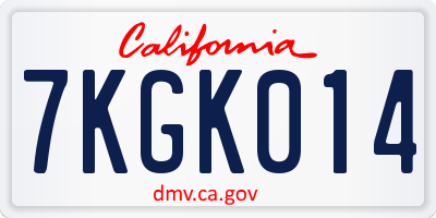 CA license plate 7KGK014