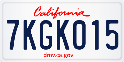 CA license plate 7KGK015