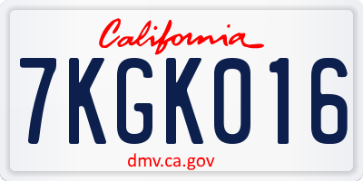CA license plate 7KGK016