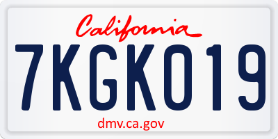 CA license plate 7KGK019
