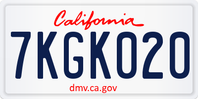 CA license plate 7KGK020