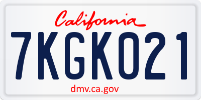 CA license plate 7KGK021