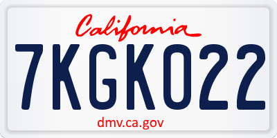 CA license plate 7KGK022