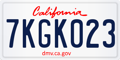 CA license plate 7KGK023