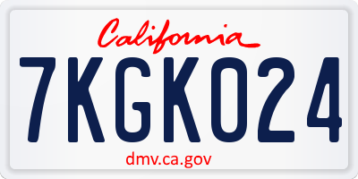 CA license plate 7KGK024