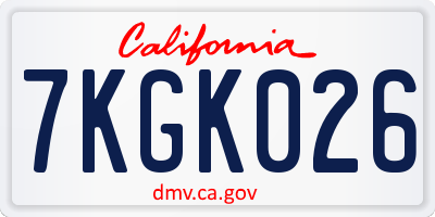 CA license plate 7KGK026