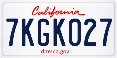CA license plate 7KGK027
