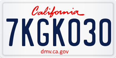 CA license plate 7KGK030