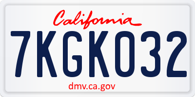CA license plate 7KGK032