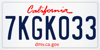 CA license plate 7KGK033