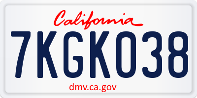 CA license plate 7KGK038