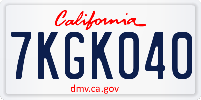 CA license plate 7KGK040