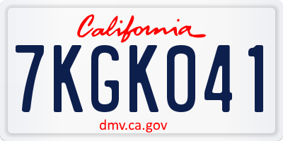 CA license plate 7KGK041