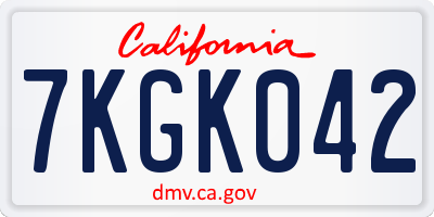 CA license plate 7KGK042