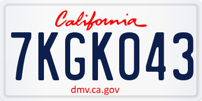 CA license plate 7KGK043