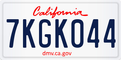 CA license plate 7KGK044