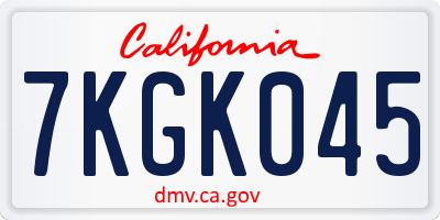 CA license plate 7KGK045
