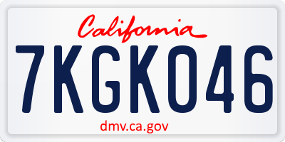 CA license plate 7KGK046
