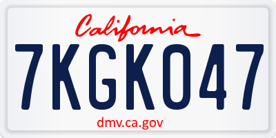 CA license plate 7KGK047