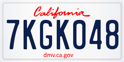 CA license plate 7KGK048