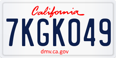 CA license plate 7KGK049