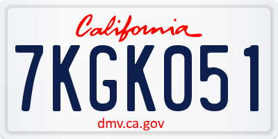 CA license plate 7KGK051