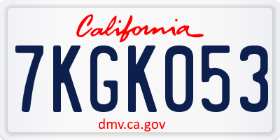 CA license plate 7KGK053