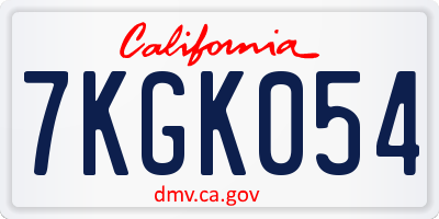 CA license plate 7KGK054