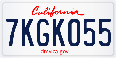 CA license plate 7KGK055